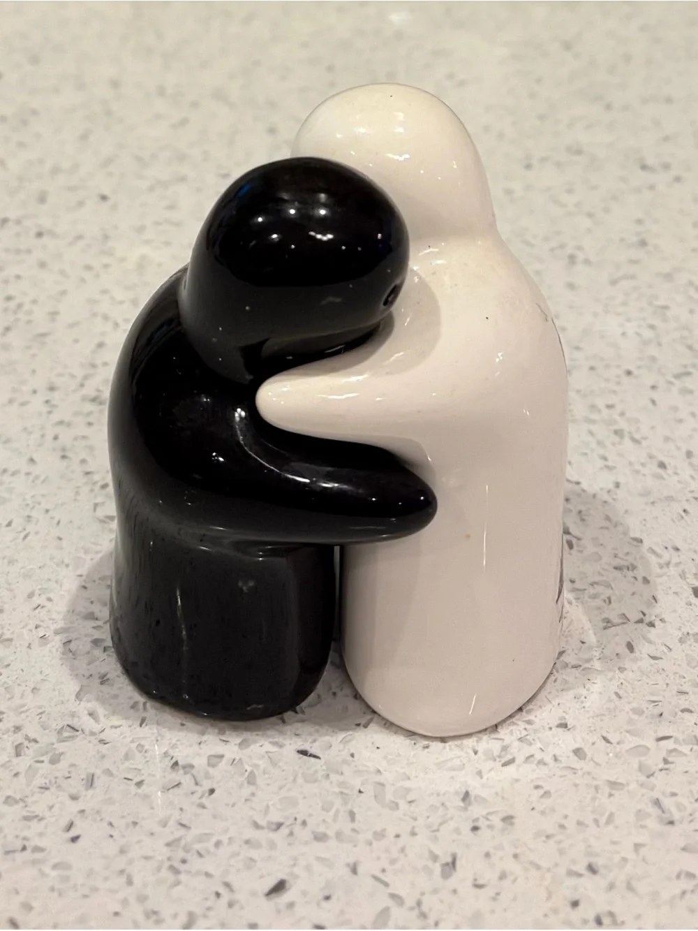 Paris embrace Ceramic Hug Salt & Pepper Shaker Set - Black and White
